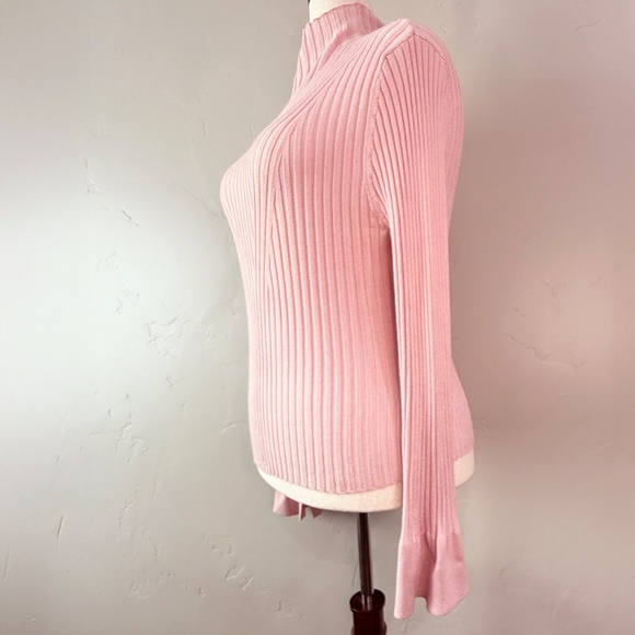 💗 Hooked Up by IOT Ribbed Mock Neck Sweater — Soft Pink — XL - Picture 3 of 6